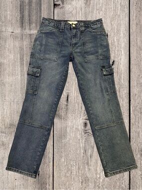 KanCan Women's Washed Cargo Ankle Jeans